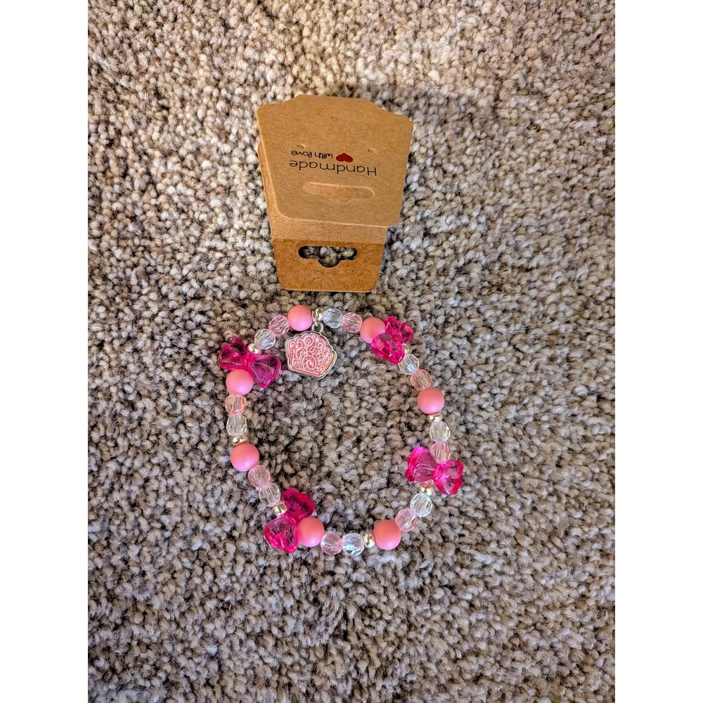 WICKED Inspired Pink Beaded Butterfly Charm Bracelet Handmade with Love